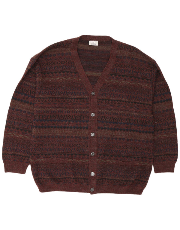Pulover cardigan pentru bărbați Rodes 2XL maro lână geometrică