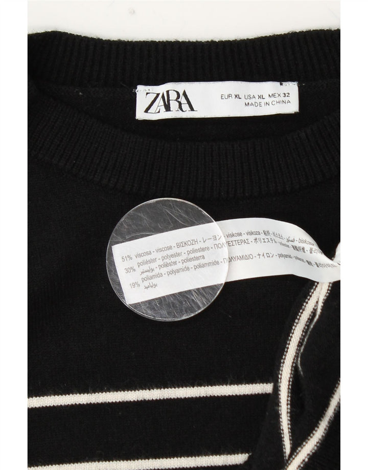 Rochie cu mânecă lungă ZARA pentru femei UK 18 XL, viscoză cu dungi negre