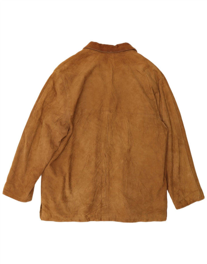 Jachetă pentru femei VINTAGE, supradimensionată, din piele intoarsa, cu 3 nasturi, UK 10, Bej