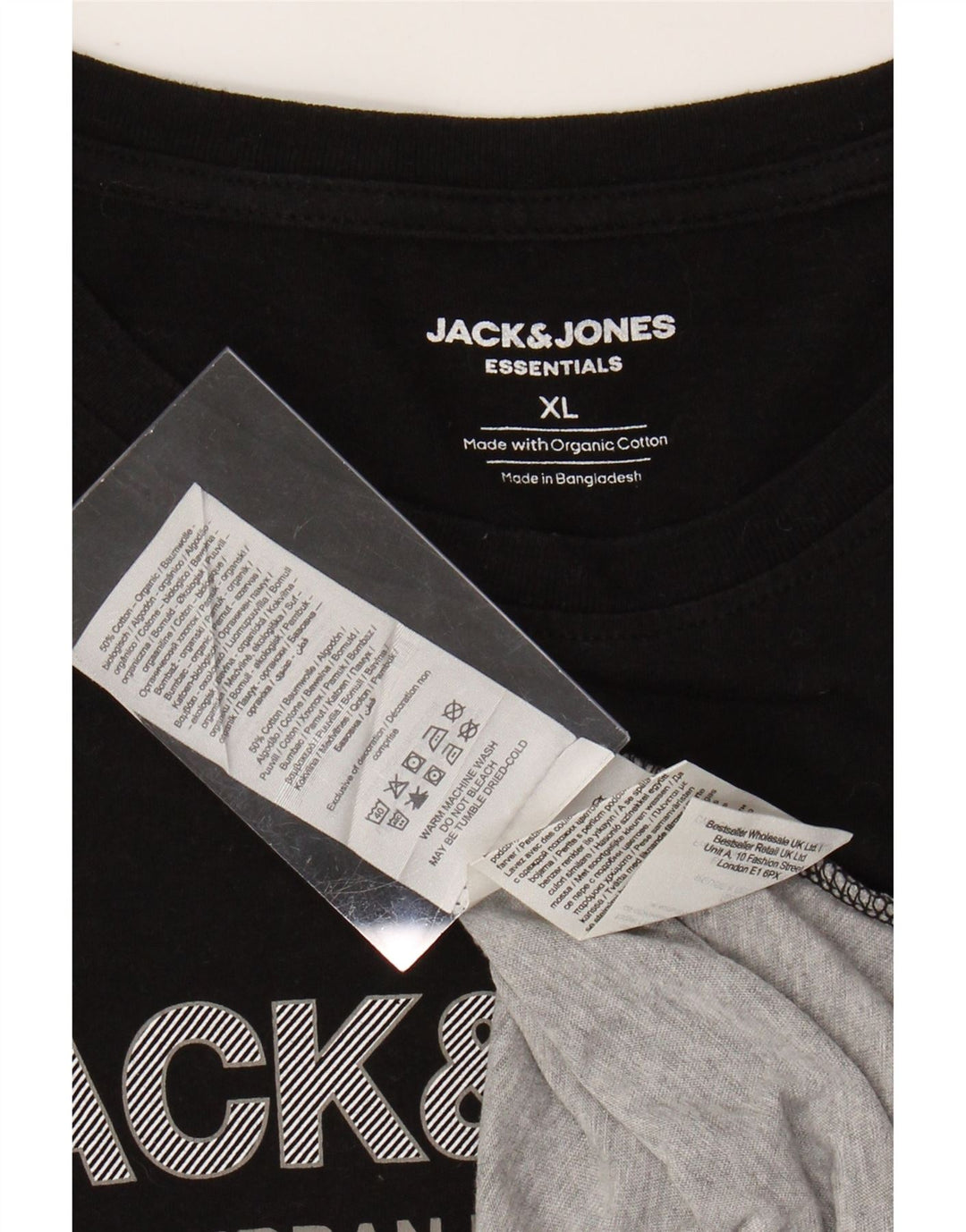 Tricou grafic pentru bărbați JACK & JONES Top XL, bumbac color-bloc negru