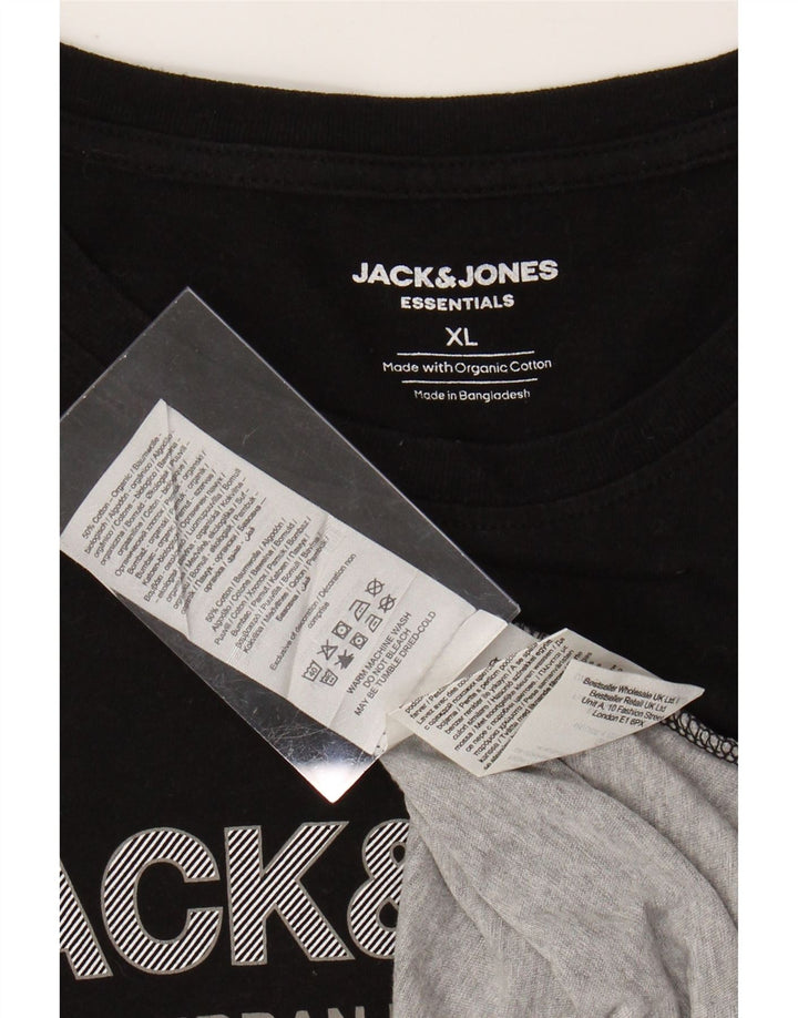 Tricou grafic pentru bărbați JACK & JONES Top XL, bumbac color-bloc negru