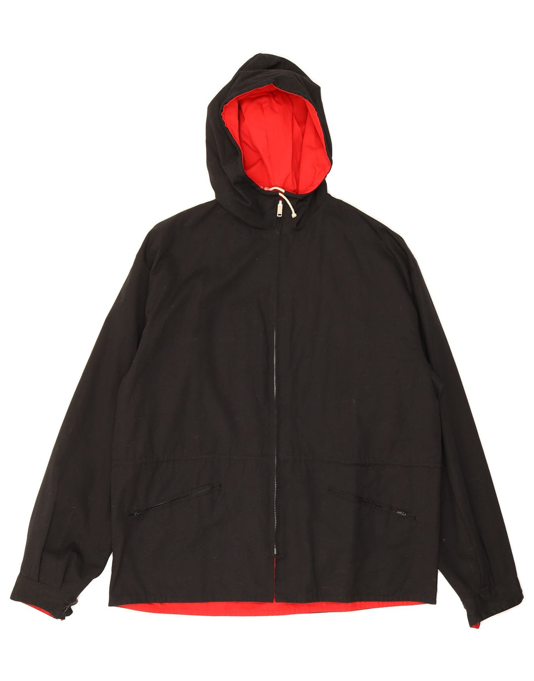 VINTAGE Womens Hooded Windbreaker Jacket UK 16 Large Black Vintage Vintage and Second-Hand Vintage from Messina Hembry 