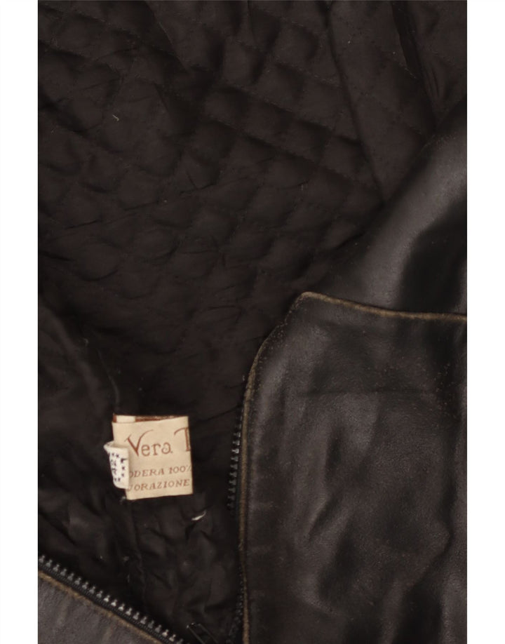 Jachetă de piele VINTAGE pentru femei IT 42 Medium Black Leather