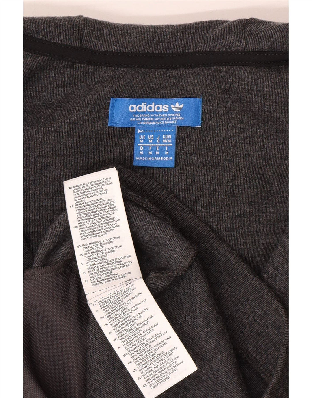 ADIDAS Mens Zip Hoodie Sweater Medium Grey Colourblock Cotton