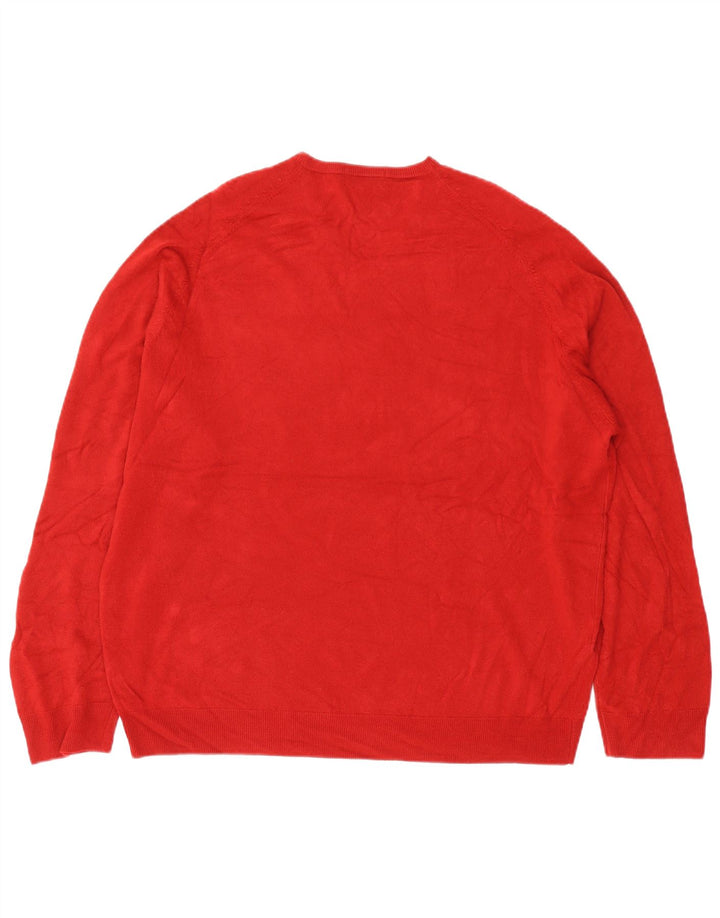 Pulover pentru bărbați Marks & Spencer, cu decolteu în V, 2XL, roșu acrilic