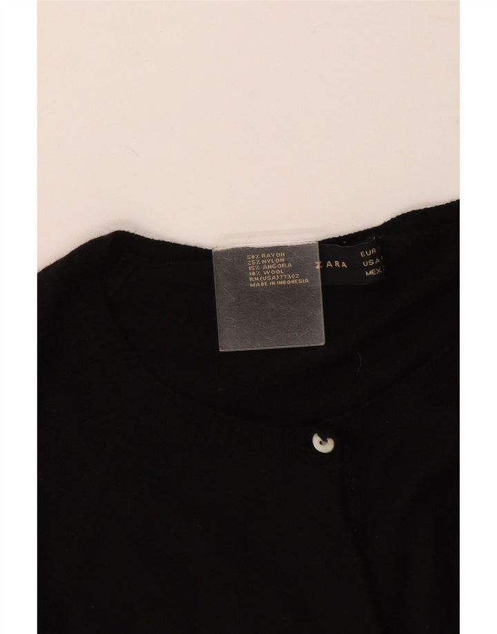 Pulover cardigan pentru femei Zara UK 12 Medium Black Rayon