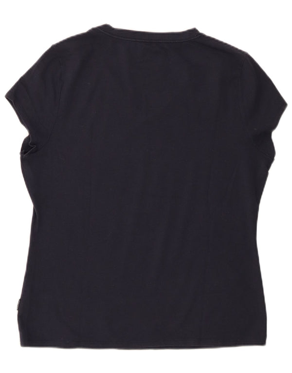 Nautica Womens Graphic T-Shirt Top UK 14 Large Navy Blue Cotton