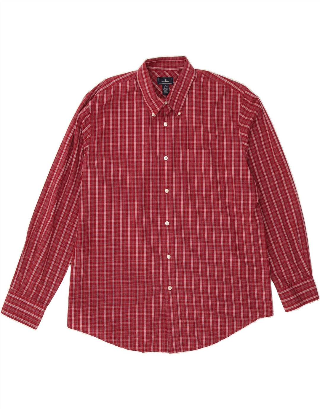 DOCKERS Mens Shirt Size 16 1/2 Large Red Check Cotton Vintage Dockers and Second-Hand Dockers from Messina Hembry 