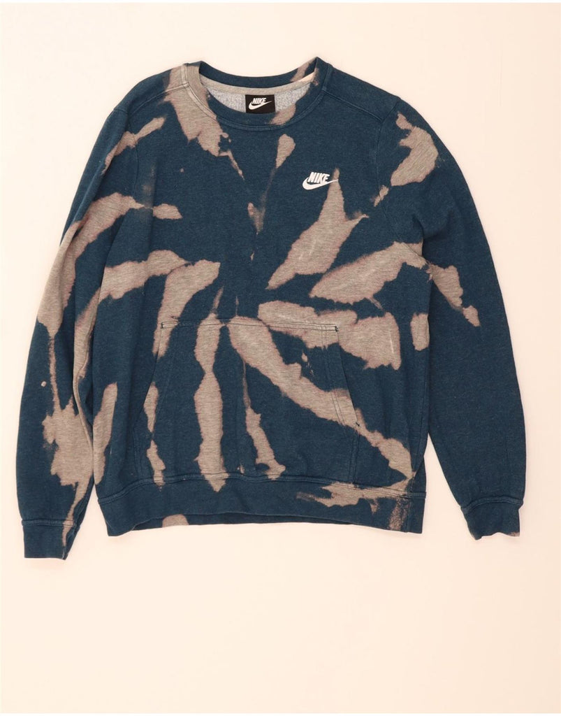 NIKE Womens Sweatshirt Jumper UK 16 Large Blue Tie Dye Cotton Vintage Nike and Second-Hand Nike from Messina Hembry 