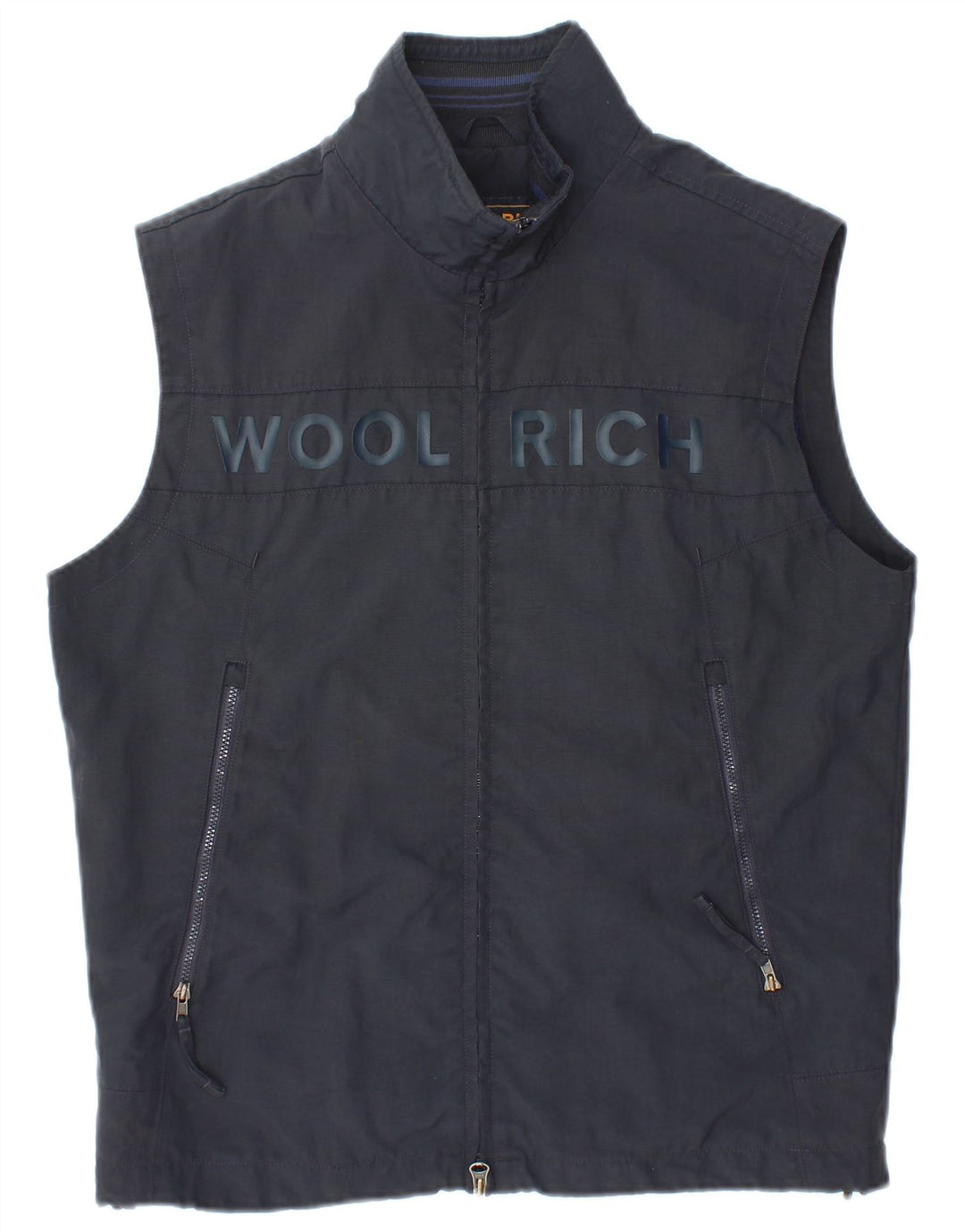 Gilet grafic Woolrich pentru femei UK 14 Medium Bleumarin