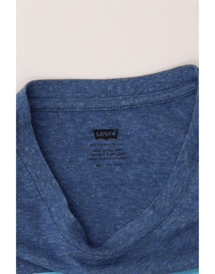 LEVI'S Mens Graphic T-Shirt Top 2XL Blue Vintage Levi's and Second-Hand Levi's from Messina Hembry 