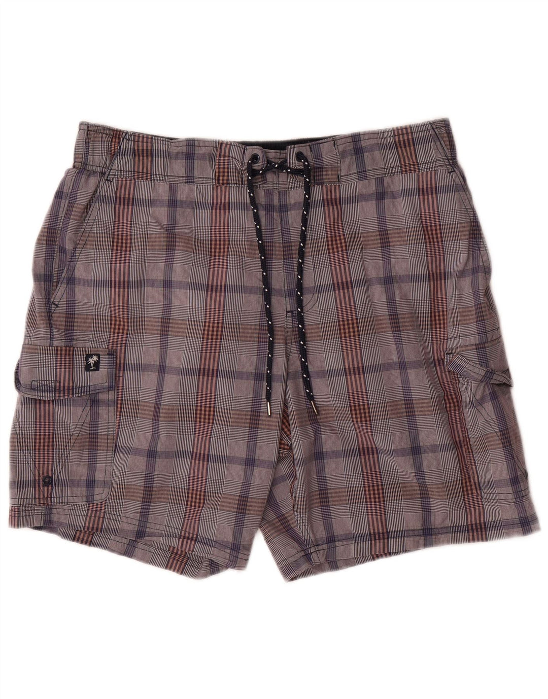 Marks & Spencer Pantaloni scurți de înot cargo pentru bărbați, bumbac cu carouri mari, gri