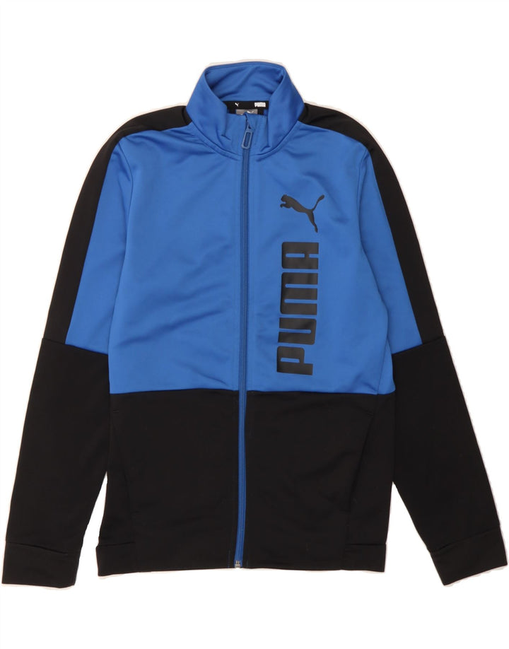 PUMA Boys Graphic Tracksuit Top Jacket 11-12 Years Blue Colourblock Vintage Puma and Second-Hand Puma from Messina Hembry 
