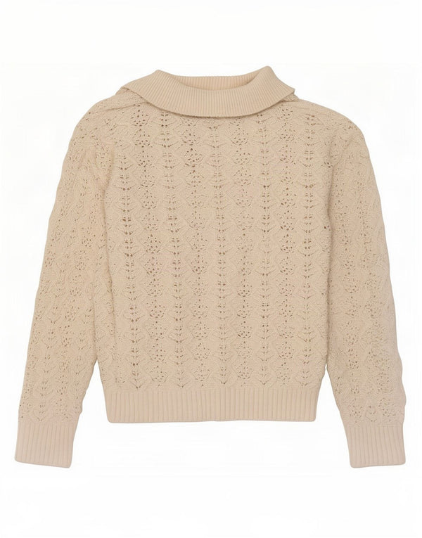 Marks & Spencer Pulover cu gât polo pentru femei UK 10 Bumbac mic, bej