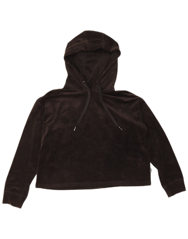 Dkny Top cu glugă din velur supradimensionat pentru femei cu mânecă lungă UK 12 Medium Black
