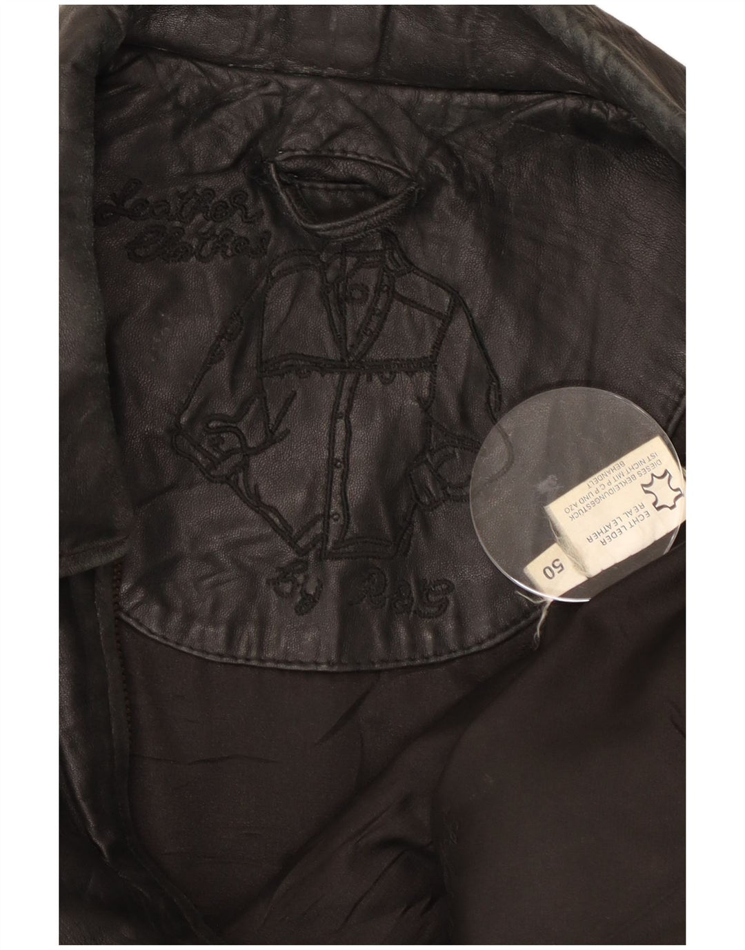 Jachetă de piele vintage pentru bărbați IT 50, mare, neagră