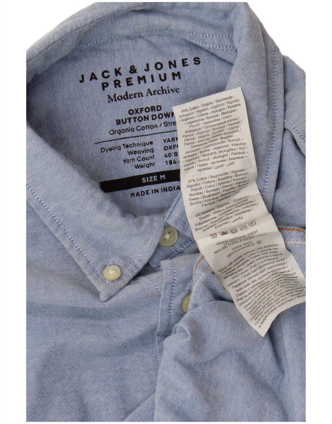 Cămașă Jack & Jones pentru bărbați, bumbac albastru mediu