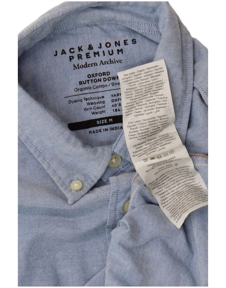 Cămașă Jack & Jones pentru bărbați, bumbac albastru mediu