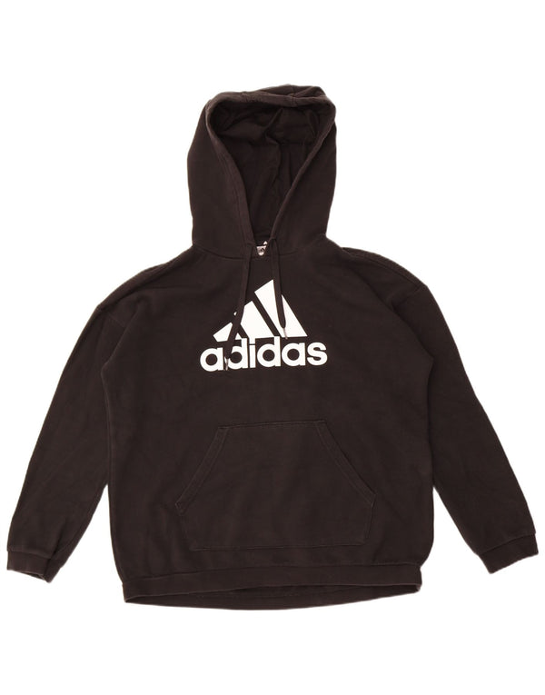 Pulover Adidas pentru femei Graphic Oversized Hoodie UK 12/14 Medium Black Bumbac