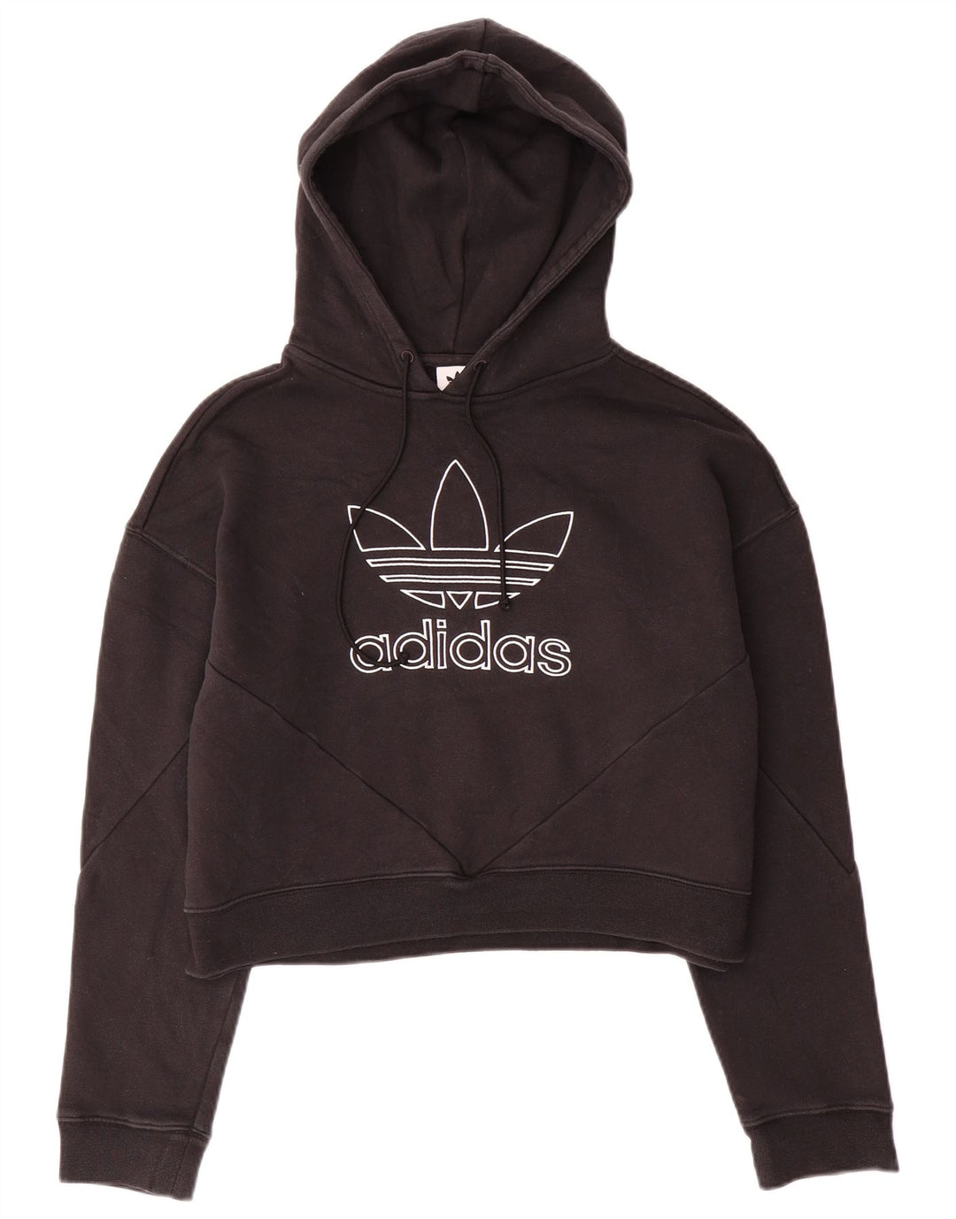 ADIDAS Pulover supradimensionat cu glugă cu grafic pentru femei UK 10 Bumbac negru mic