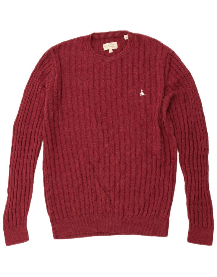 JACK WILLS Pulover pentru bărbați cu gât roșu, bumbac maro mediu