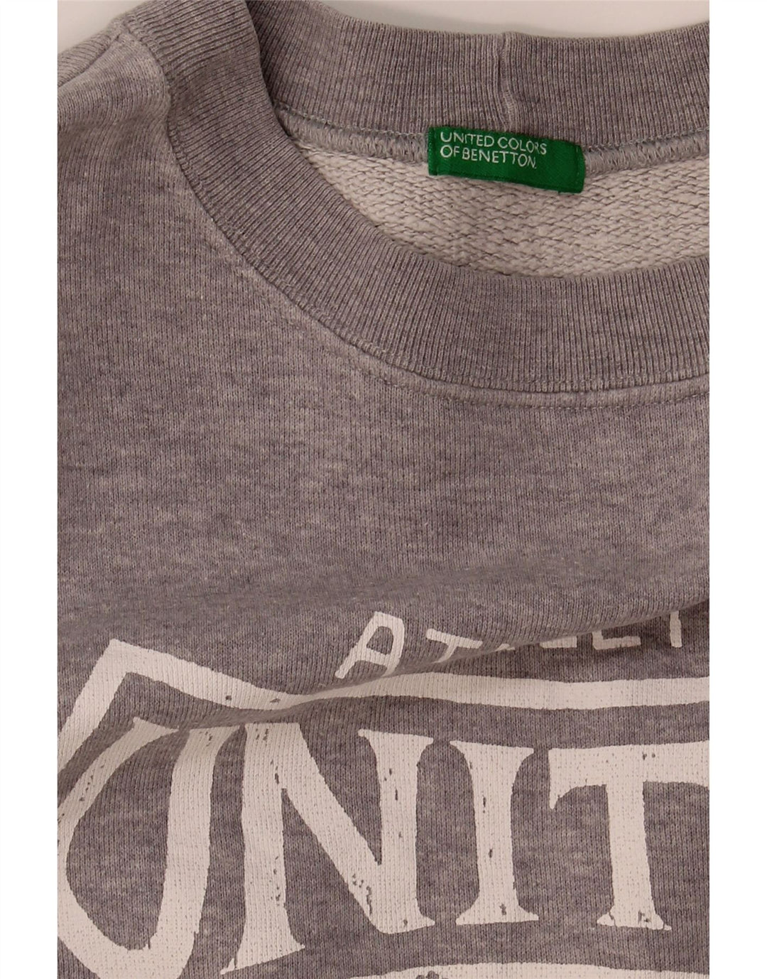 BENETTON Mens Graphic Sweatshirt Jumper Large Grey Vintage Benetton and Second-Hand Benetton from Messina Hembry 