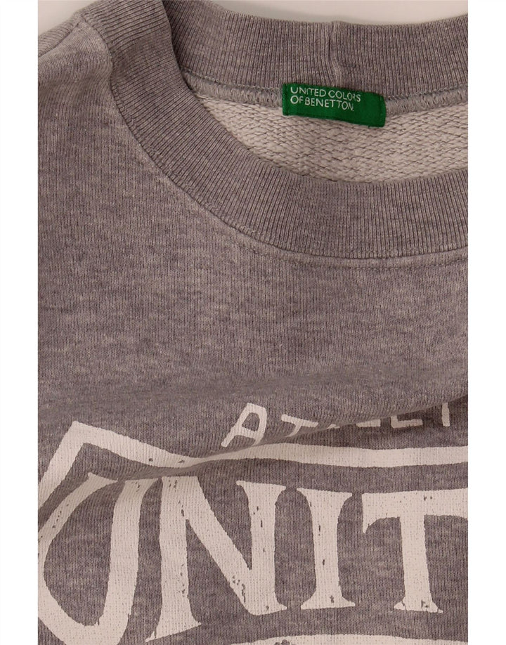 BENETTON Mens Graphic Sweatshirt Jumper Large Grey Vintage Benetton and Second-Hand Benetton from Messina Hembry 