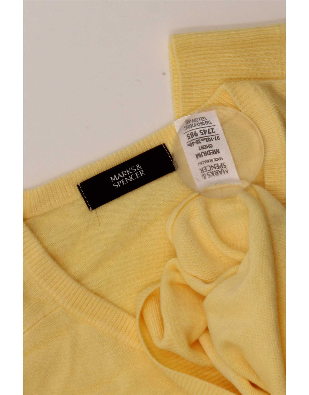 Pulover pentru bărbați Marks & Spencer, cu decolteu în V, galben mediu acrilic