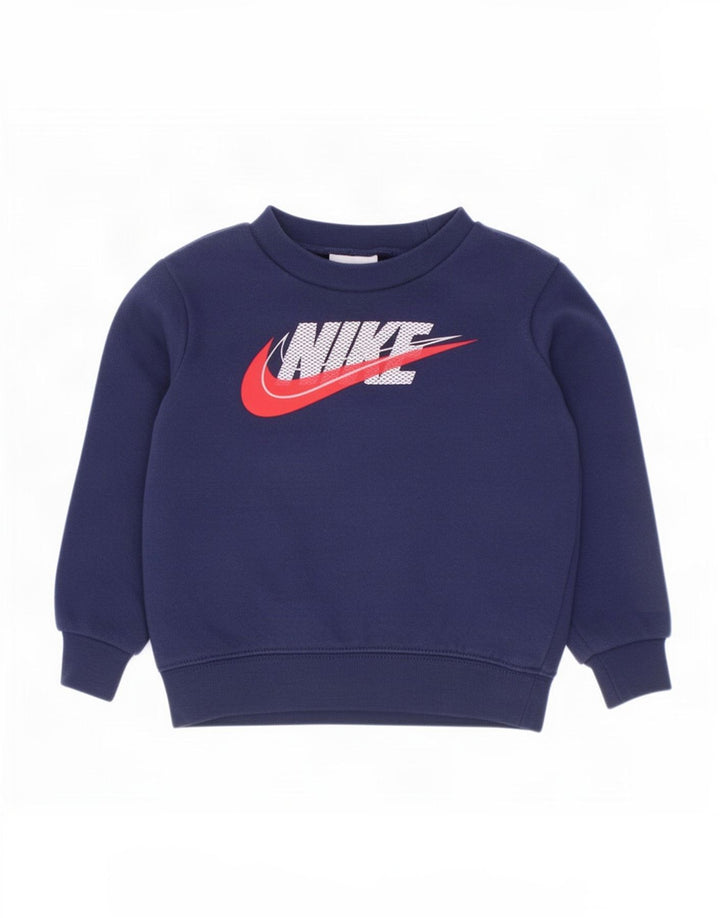 Pulover Nike pentru băieți grafic 2-3 ani, bumbac, albastru bleumarin