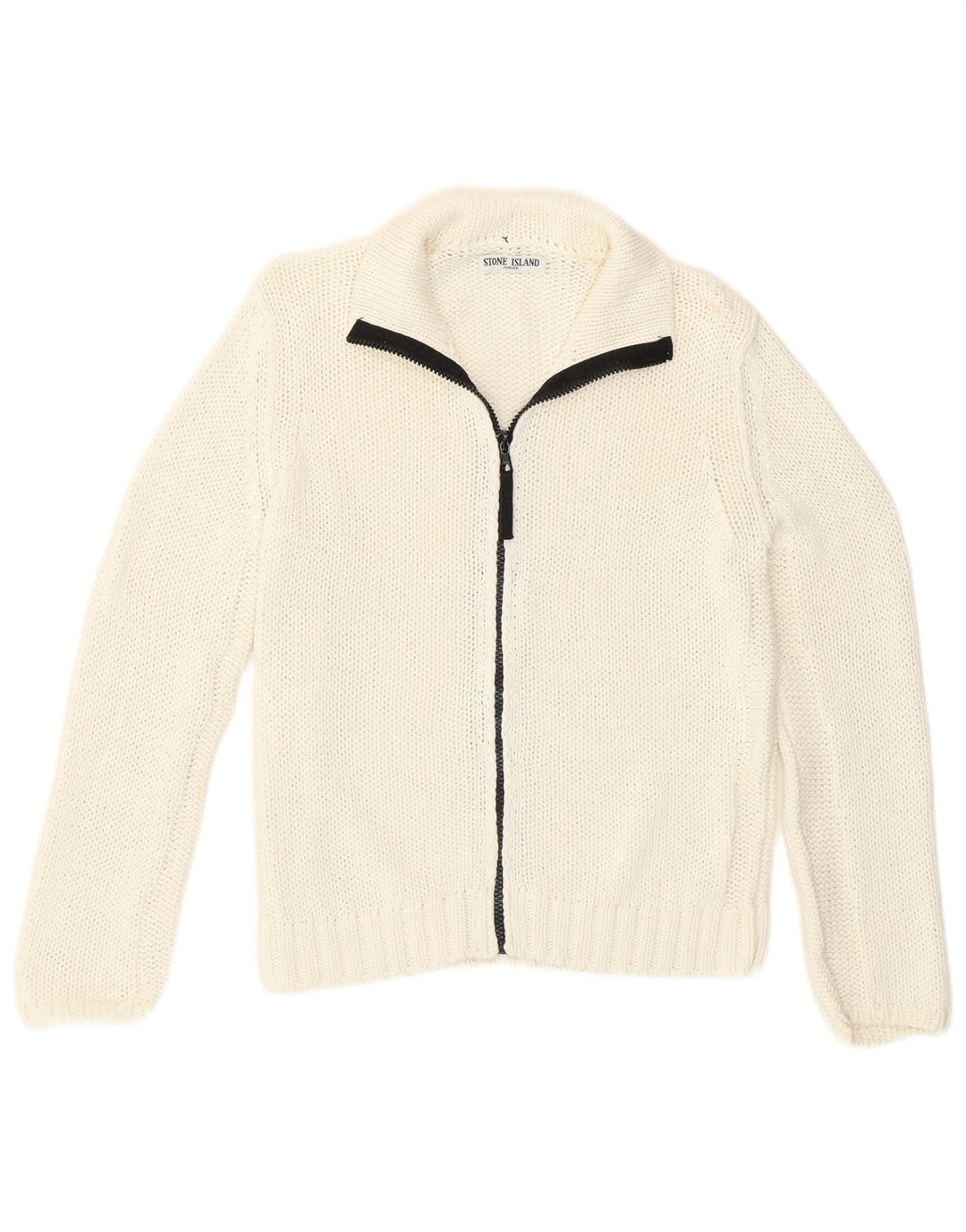Pulover cardigan pentru băieți Stone Island 9-10 ani alb