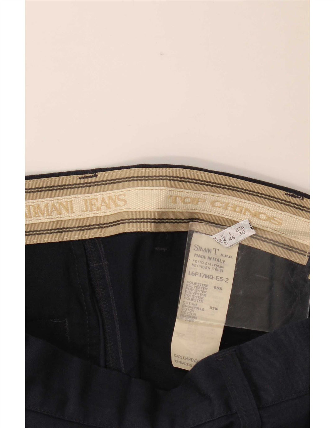 Pantaloni chino drepți pentru bărbați Armani IT 46 Small W30 L30 bleumarin Poliester