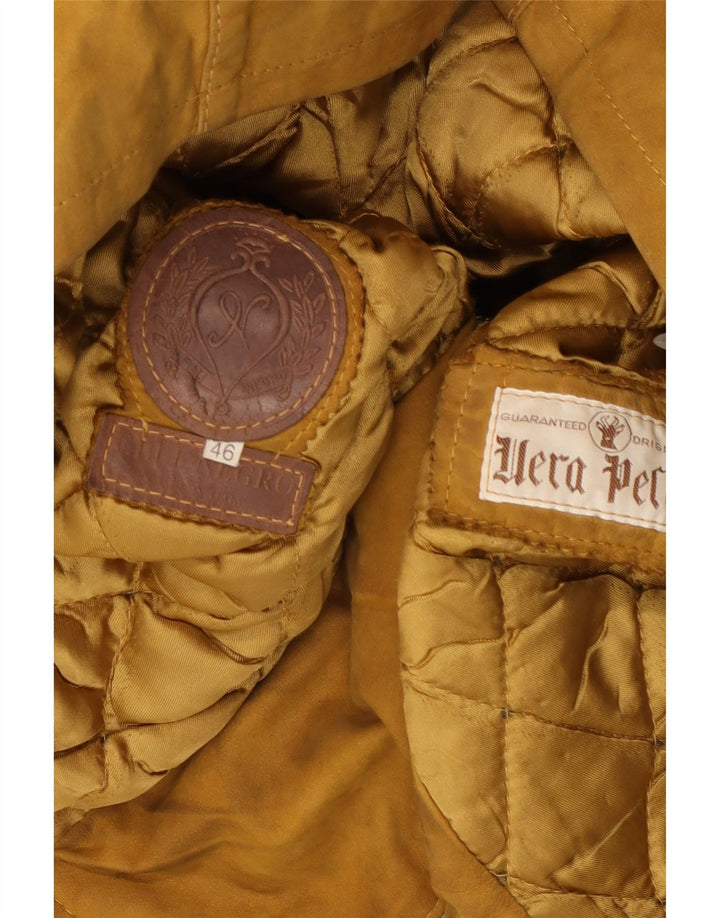 Jachetă Parka de piele de căprioară cu glugă Vintage pentru femei IT 46 Mare Bej piele