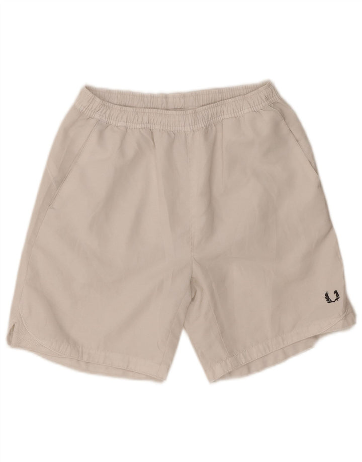 Pantaloni scurți sport pentru bărbați Fred Perry, cu o formă regulată, poliester alb mediu