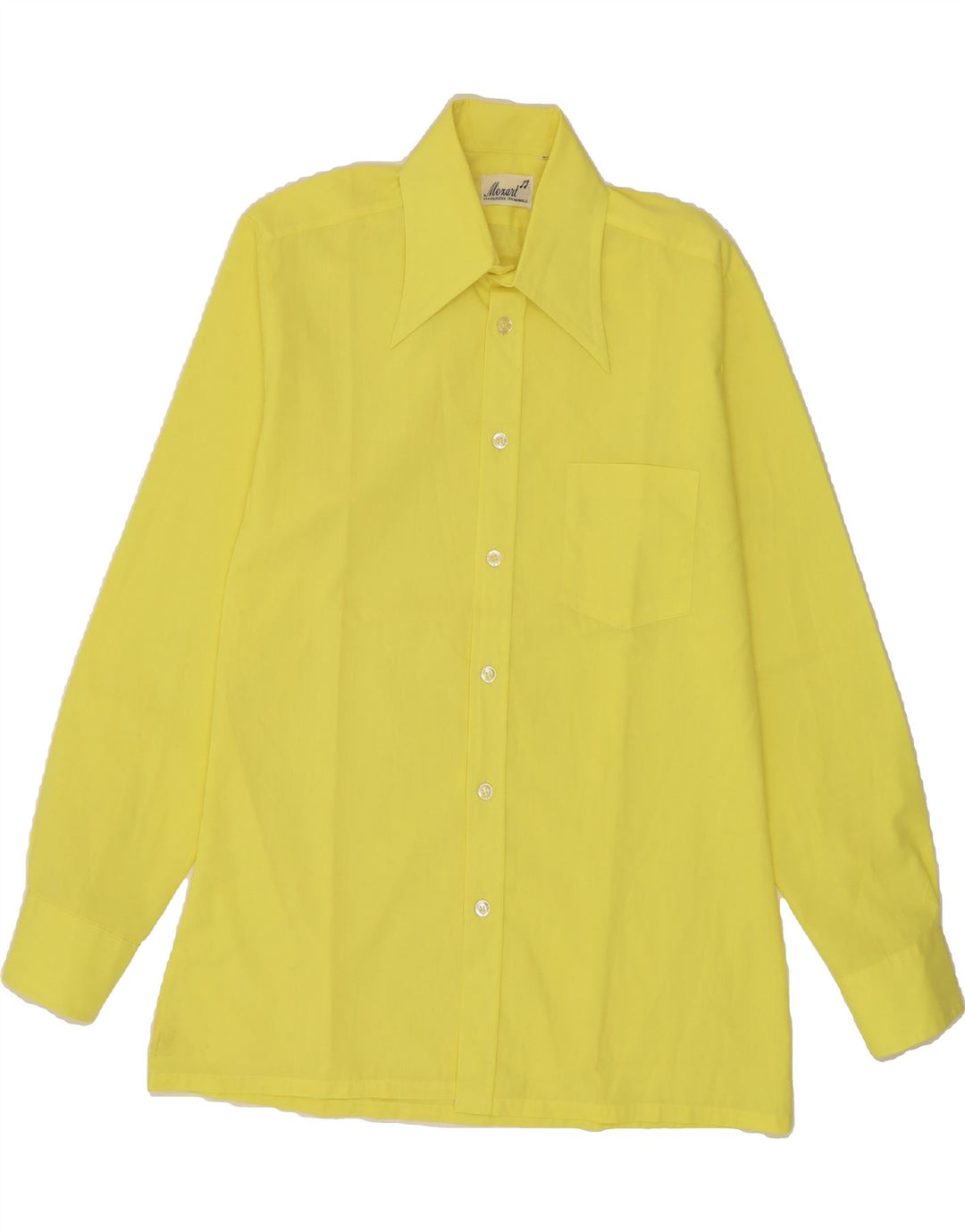 VINTAGE Mens Shirt Size 39 Medium Yellow Polyester Vintage Vintage and Second-Hand Vintage from Messina Hembry 