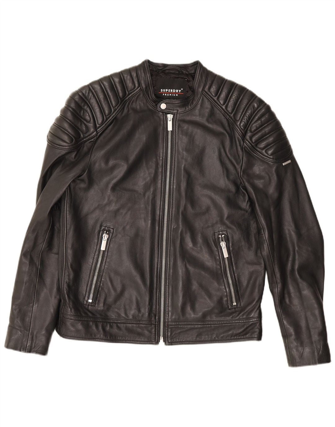 Jachetă motociclist din piele pentru bărbați Superdry UK 42 XL negru