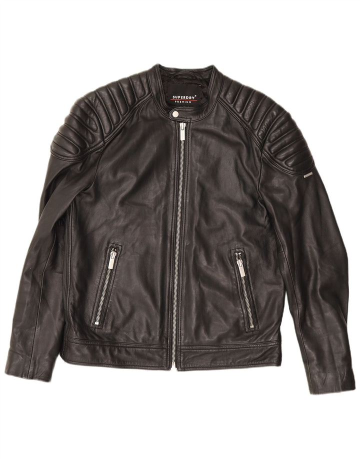 Jachetă motociclist din piele pentru bărbați Superdry UK 42 XL negru