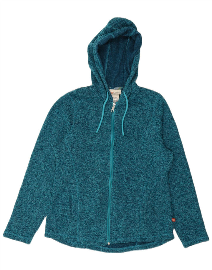 DICKIES Womens Zip Hoodie Sweater UK 12 Medium Blue Flecked Polyester