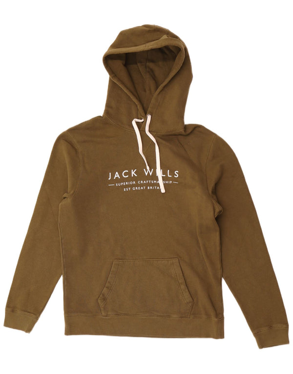 Pulover Jack Wills pentru bărbați cu glugă cu grafică mare, bumbac, kaki