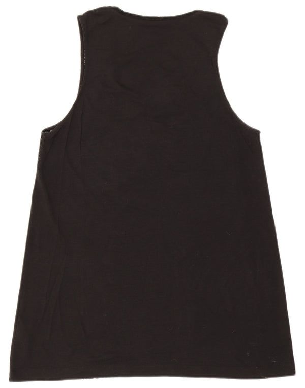 Desigual Womens Vest Top UK 14 Large Black Floral Lyocell