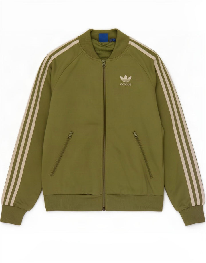 Jachetă de top pentru trening cu grafică Adidas pentru femei UK 8 Poliester verde mic