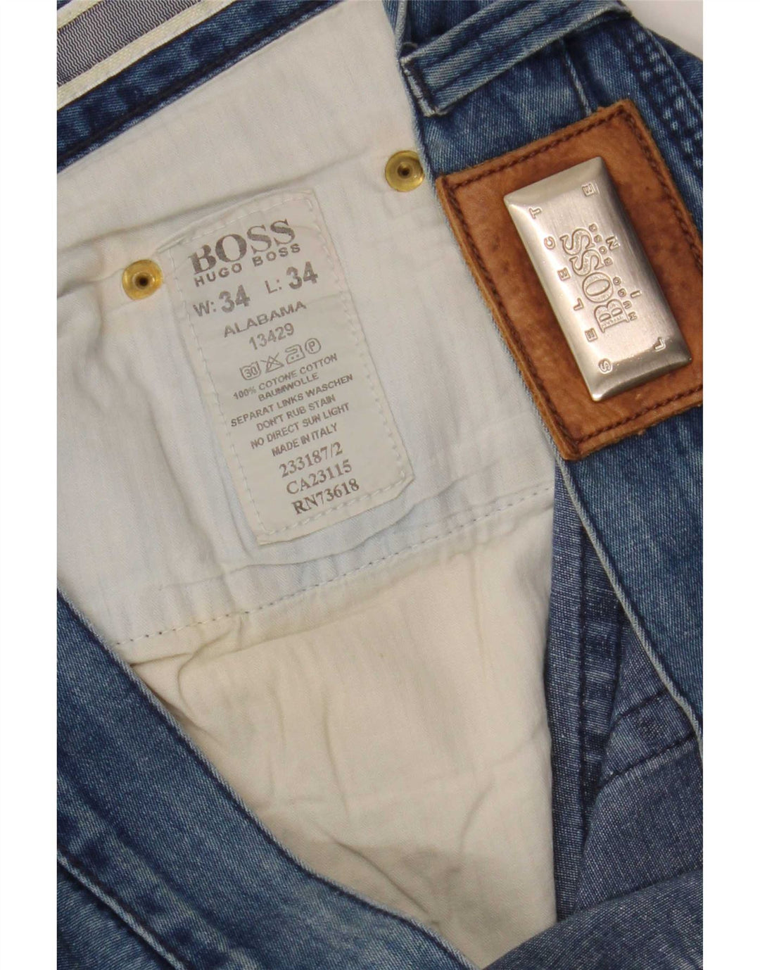 Blugi drepti pentru bărbați Hugo Boss W34 L28 Bumbac albastru