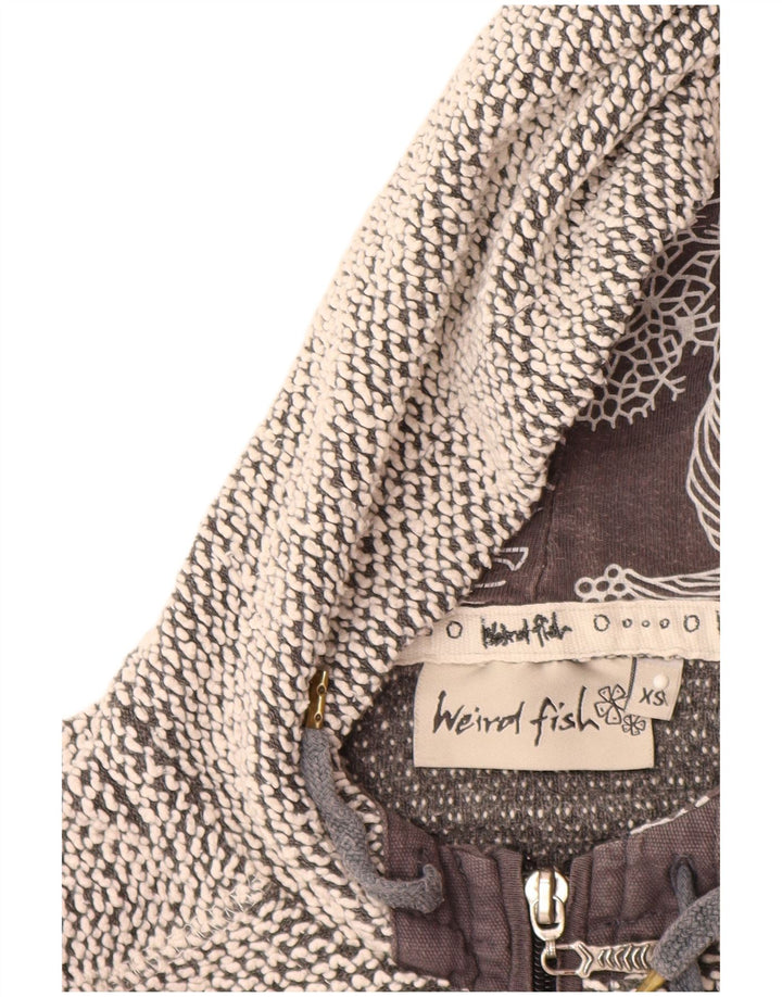 WEIRD FISH Pulover cu glugă cu fermoar pentru femei UK 6 XS Bumbac gri