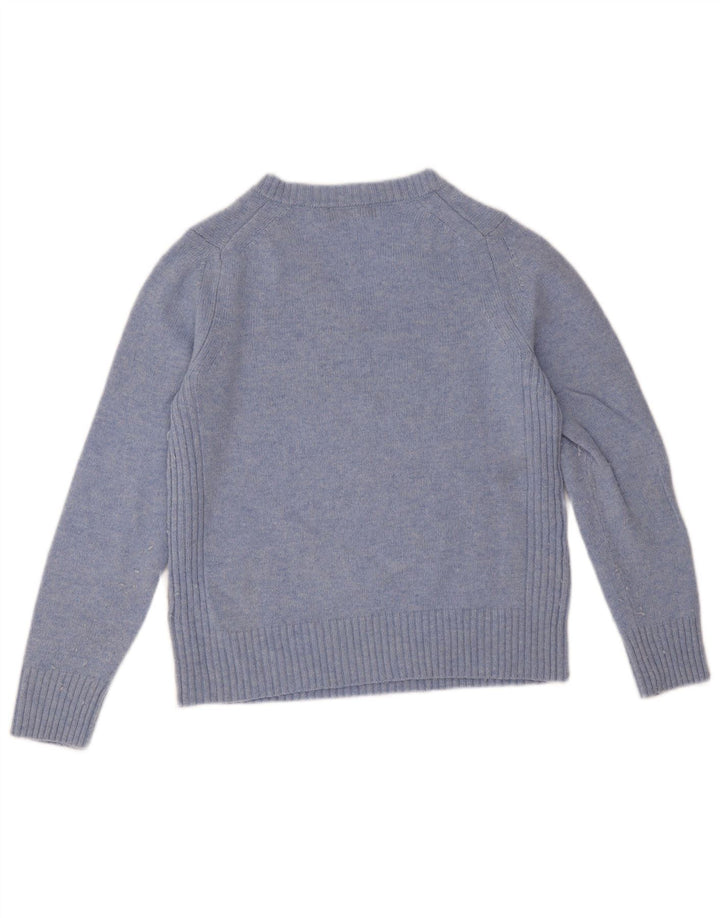 Pulover pentru femei Marks & Spencer cu decolteu în V UK 12 Medium Blue Lambswool