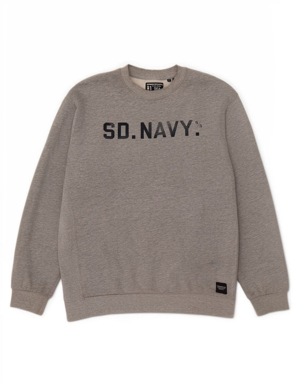 Pulover supradimensionat cu grafic Superdry pentru femei UK 14, bumbac mare, gri