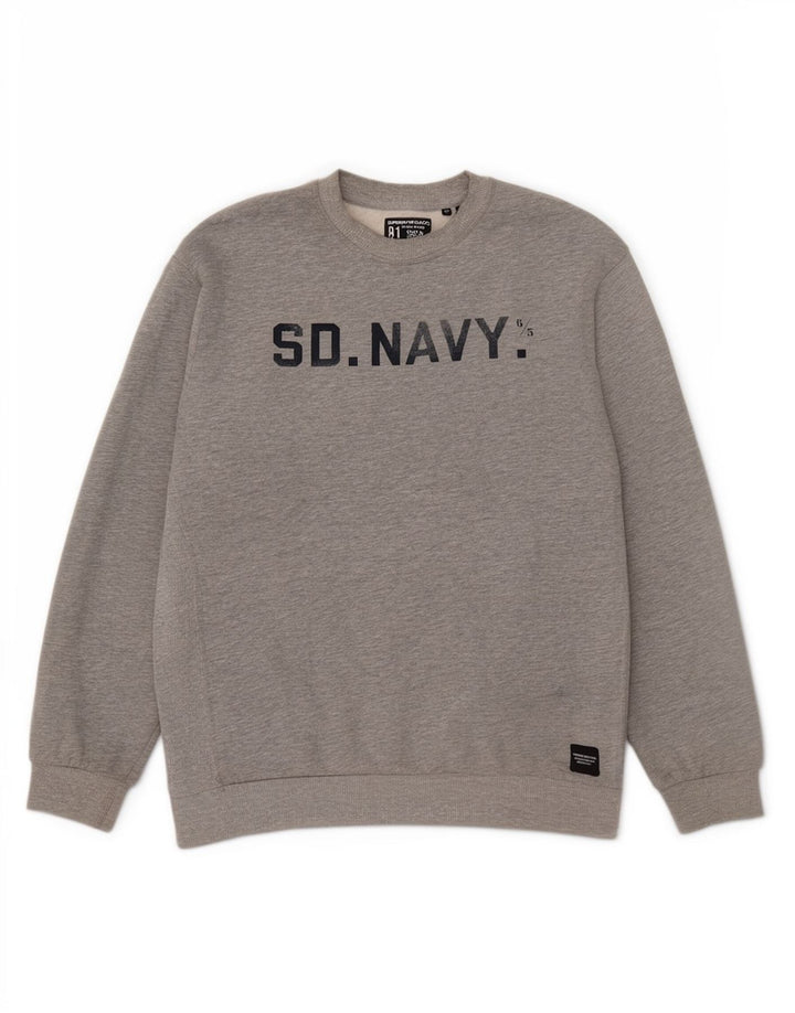 Pulover supradimensionat cu grafic Superdry pentru femei UK 14, bumbac mare, gri