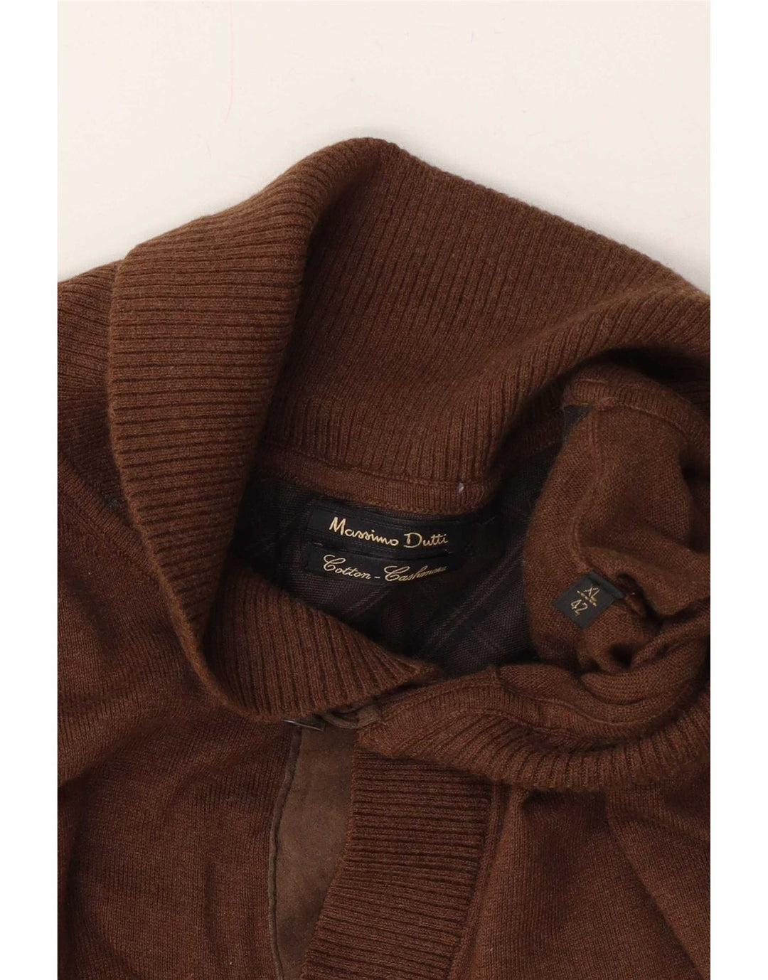 Massimo Dutti Pulover pentru bărbați cu gât șal, bumbac XL maro