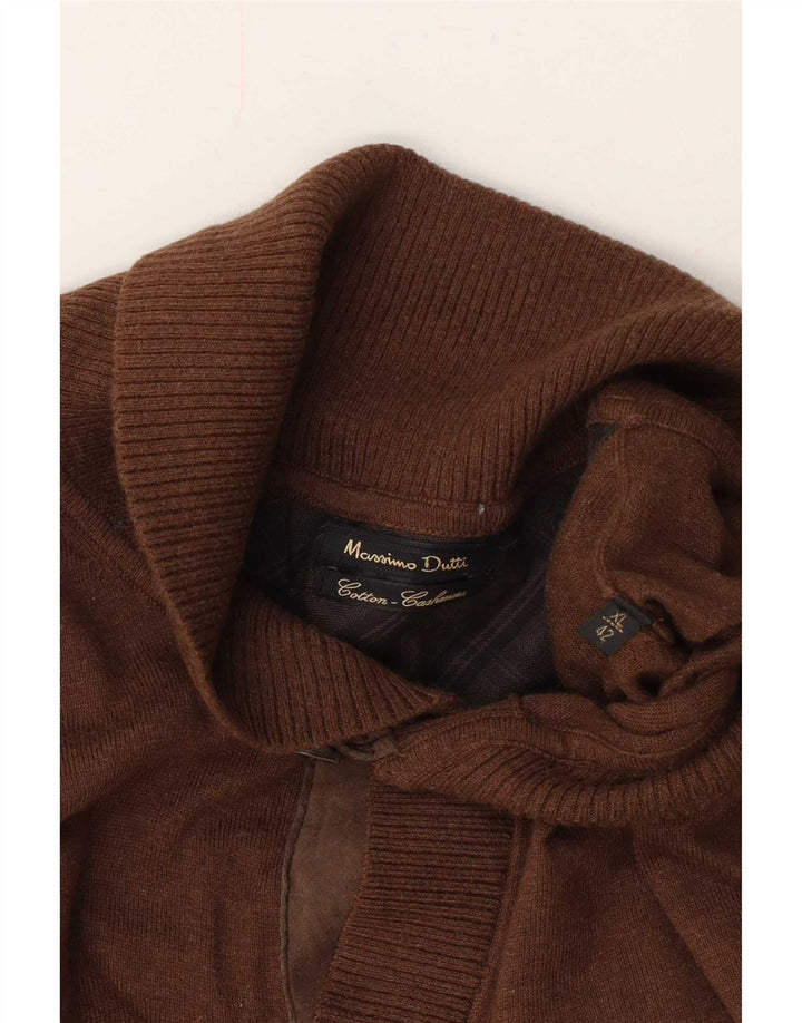 Massimo Dutti Pulover pentru bărbați cu gât șal, bumbac XL maro