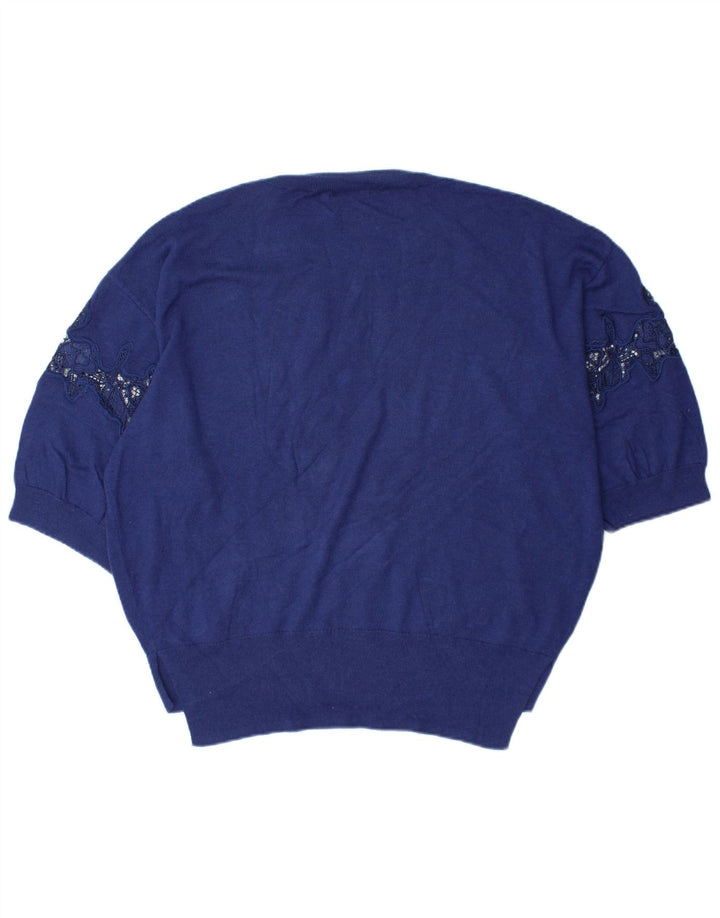 MASSIMO DUTTI Pulover supradimensionat pentru femei cu decolteu triplu UK 14 Medium Blue