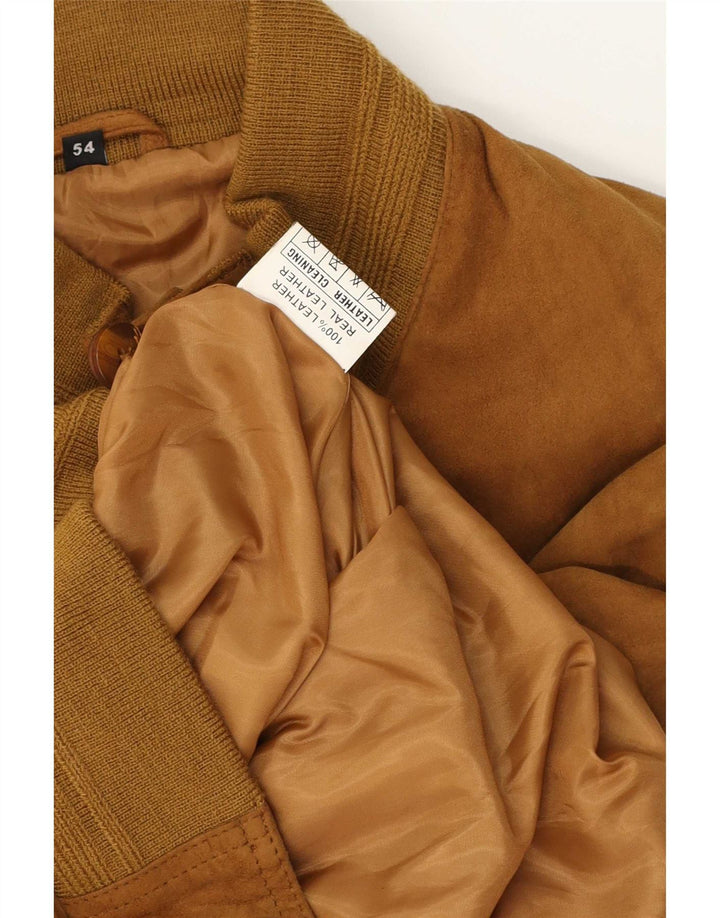 Jachetă Bomber Vintage pentru bărbați din piele intoarsa IT 54 2XL din piele maro