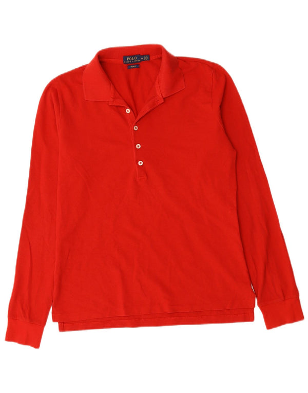 Cămașă pentru femei Polo Ralph Lauren, cu mânecă lungă, slim fit UK 12, bumbac roșu mediu